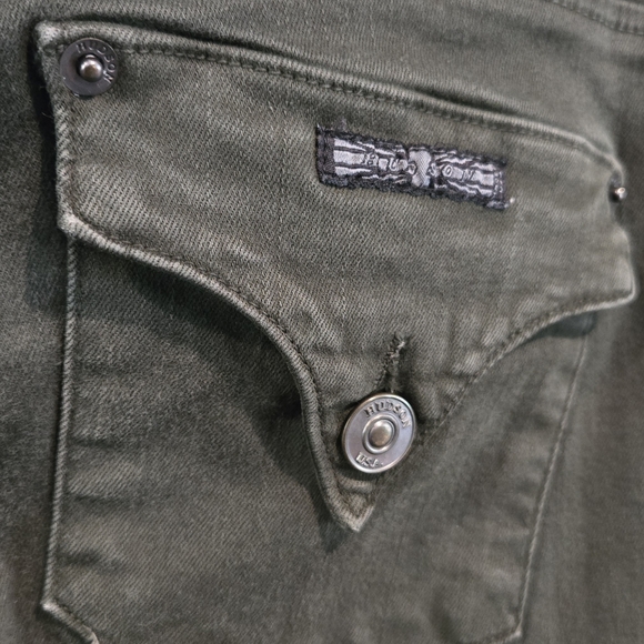 Hudson Collin Midrise Skinny Jeans Green Olive FER2 Wash Sz 27 Boho Anthro Style - Picture 7 of 7